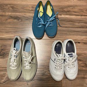 Lot Of 3 Vintage Womens Keds Shoes Sizes 6.5,7.5,8 Good Condition Free Ship!